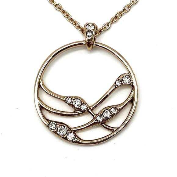 Vintage Avon Gold Tone Abstract Tree Branch Rhinestone Accents Fashion Necklace - Picture 1 of 6